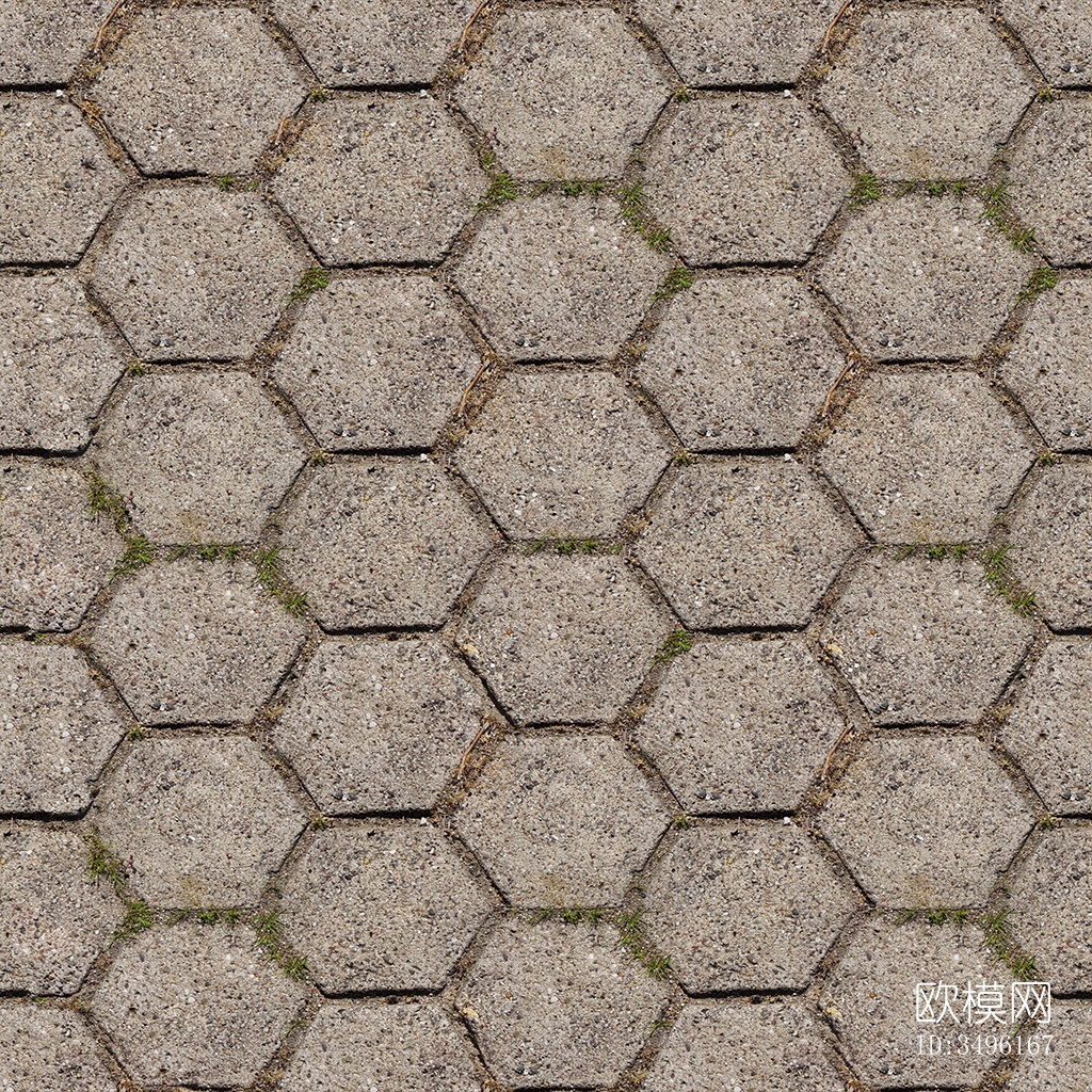 无缝六角形石材拼花地砖人行道路地面广场铺贴下载