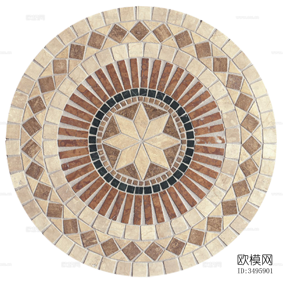 无缝圆形石材马赛克拼花地砖人行道路地面广场铺贴下载