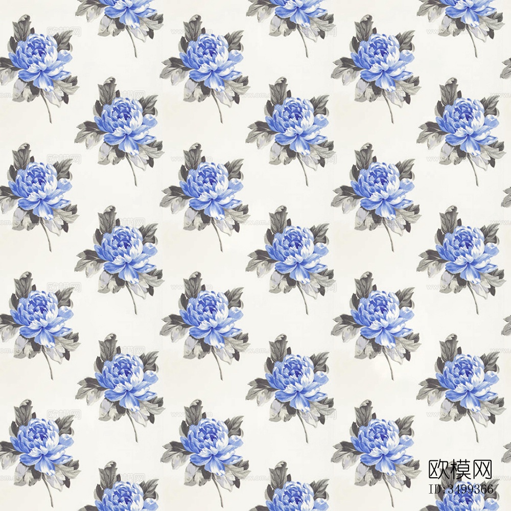 无缝蓝色欧式田园风格碎花花纹图案壁纸壁布墙布下载