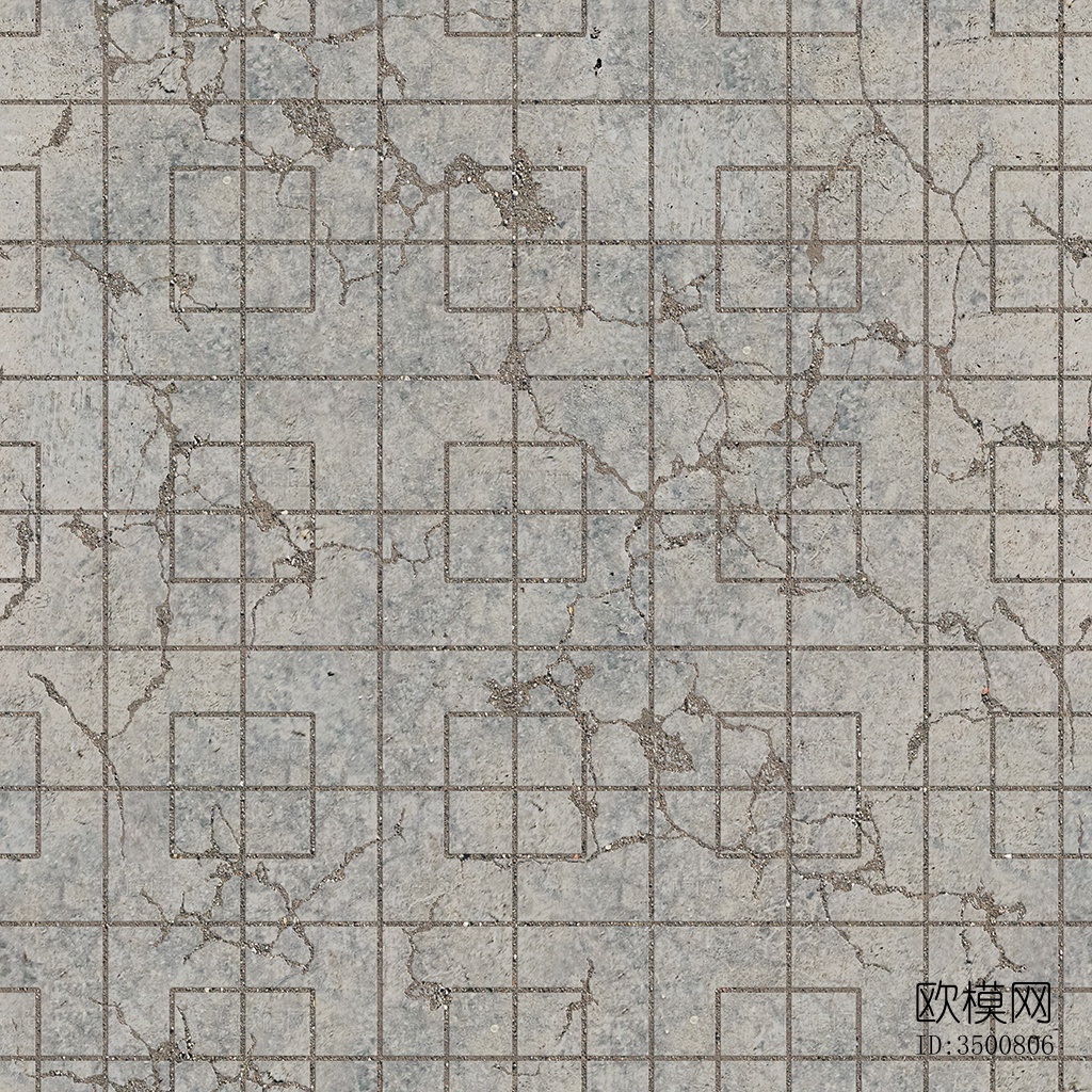 无缝破损水泥拼花地砖人行道路地面广场铺贴下载