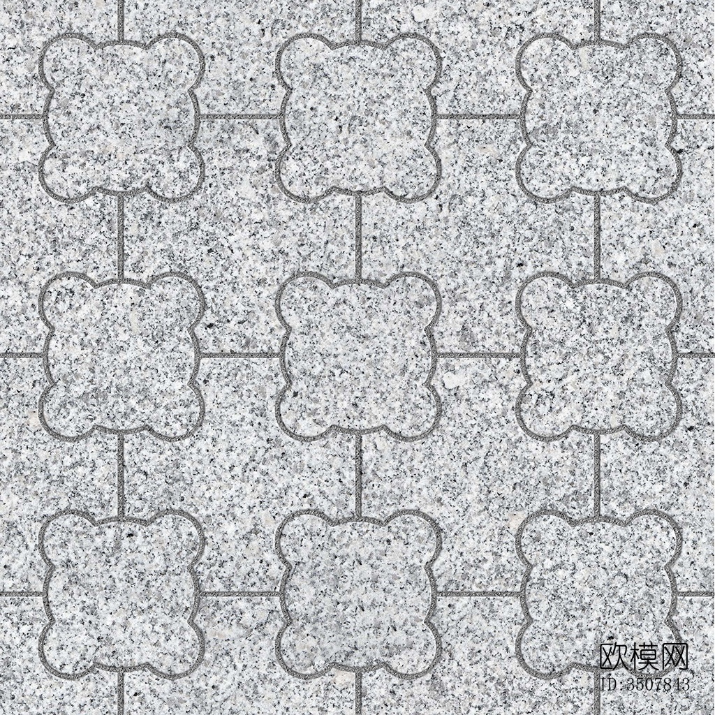 无缝花岗岩石材拼花地砖人行道路地面广场铺贴下载