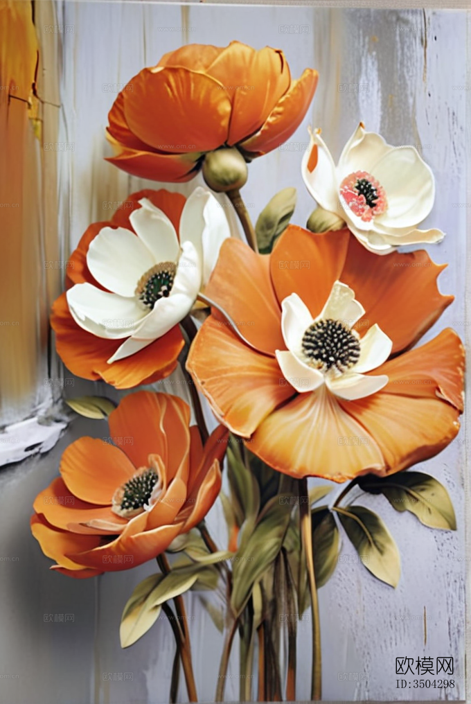 现代奶油挂画 植物挂画 高级法式感玄关挂画 客餐厅装饰画下载