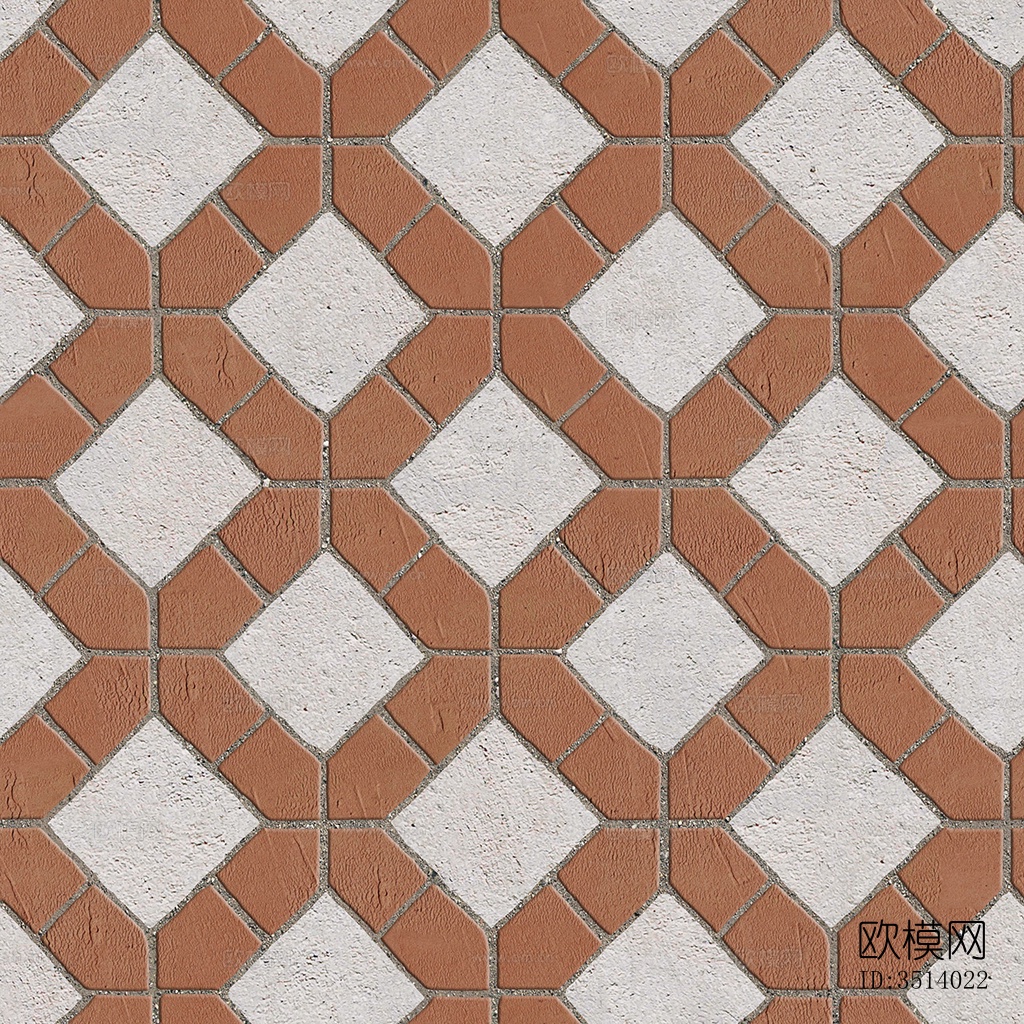 无缝陶瓦几何拼花地砖人行道路地面广场铺贴下载