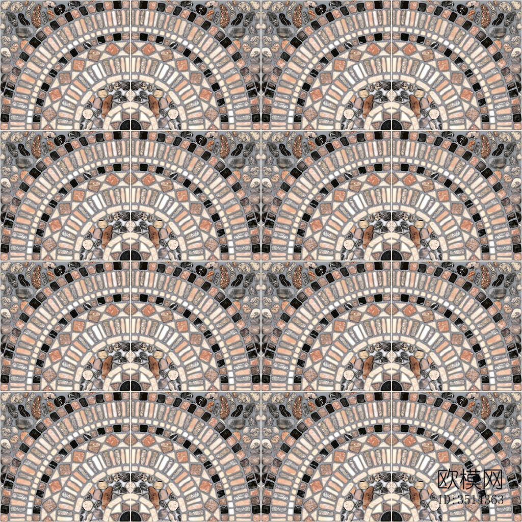 无缝石材马赛克拼花地砖人行道路地面广场铺贴下载