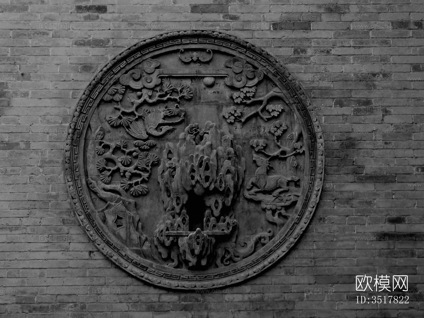 照壁墙浮雕下载