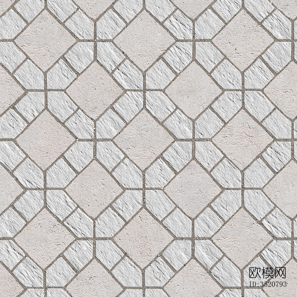 无缝花岗岩石材几何拼花地砖人行道路地面广场铺贴下载