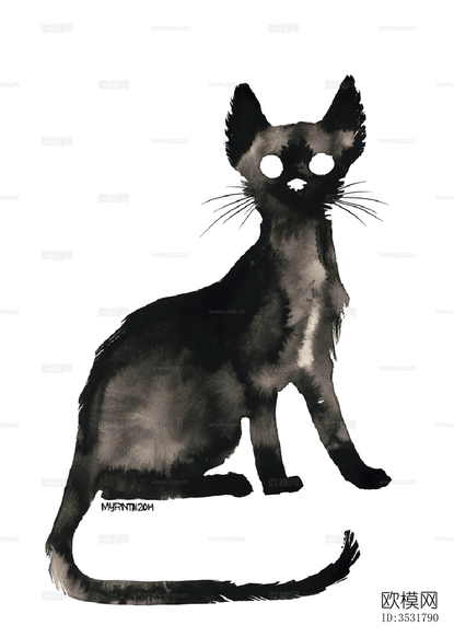 动物水墨画 猫下载