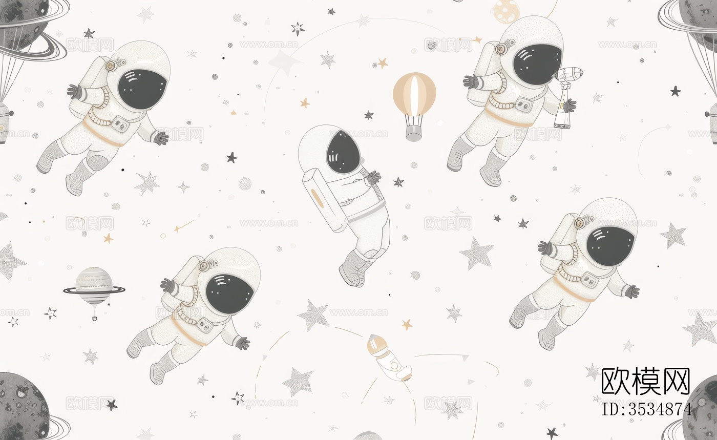 儿童房太空壁纸下载