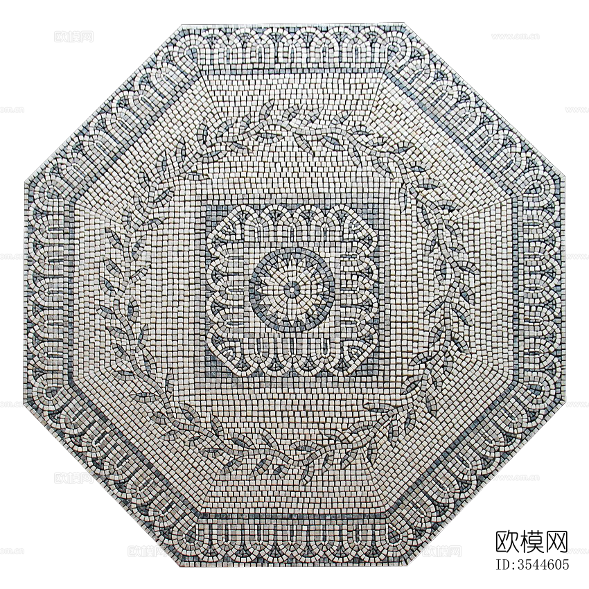 无缝圆形石材马赛克拼花地砖人行道路地面广场铺贴下载