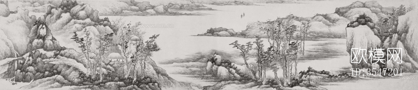 中式山水画 国画 山水壁画 艺术壁画下载