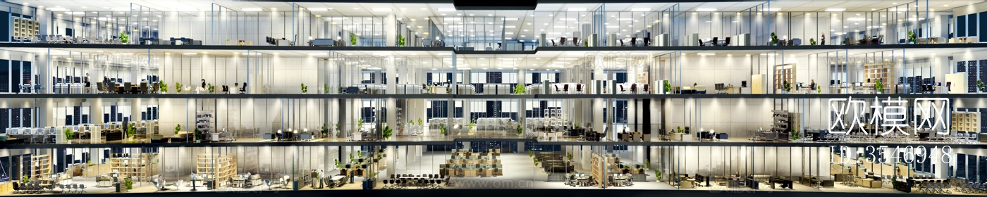 夜景室内办公室内商业玻璃橱窗贴图5下载