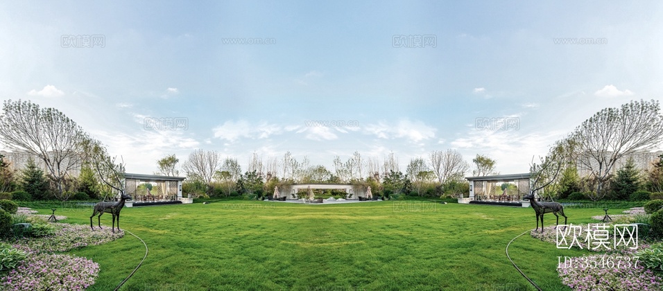 白天小区外景贴图 24-免费3dmax模型库-欧模网