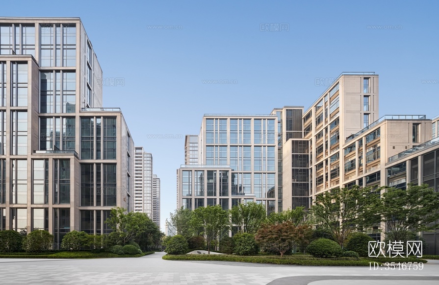 白天外景_街景_建筑外观_窗外景_街道贴图129-免费3dmax模型库-欧模网