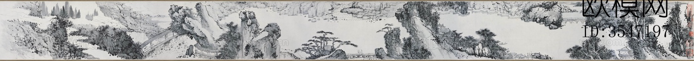 中式山水画 国画 山水壁画 艺术壁画下载