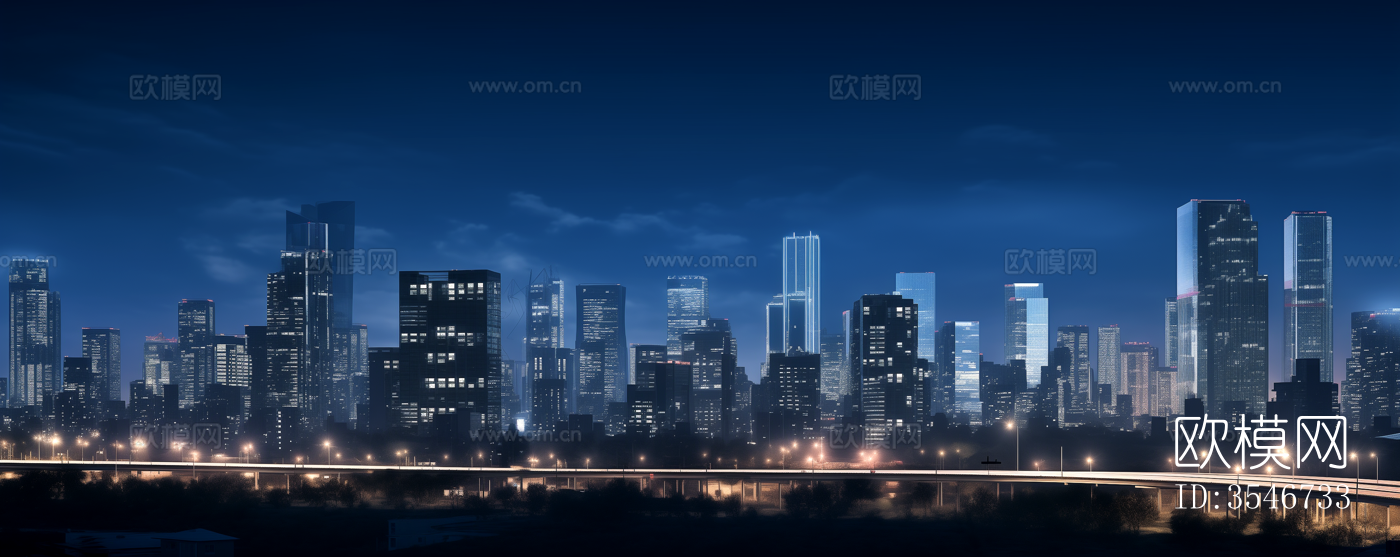 户外城市建筑夜景远景贴图5下载