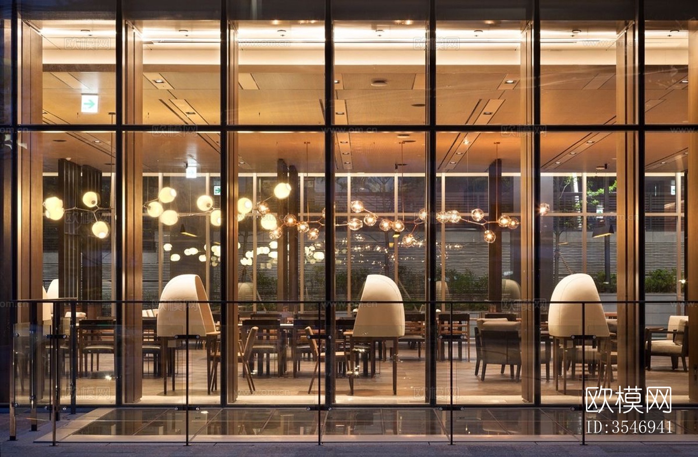 现代餐厅氛围橱窗高清贴图