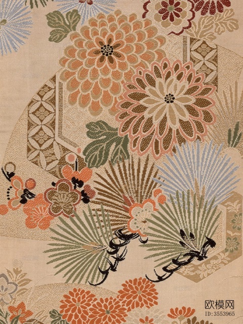 中式青瓷纹样纹理贴图图案花纹下载（渲染图2）