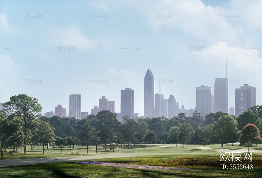 白天都市外景贴图-免费3dmax模型库-欧模网