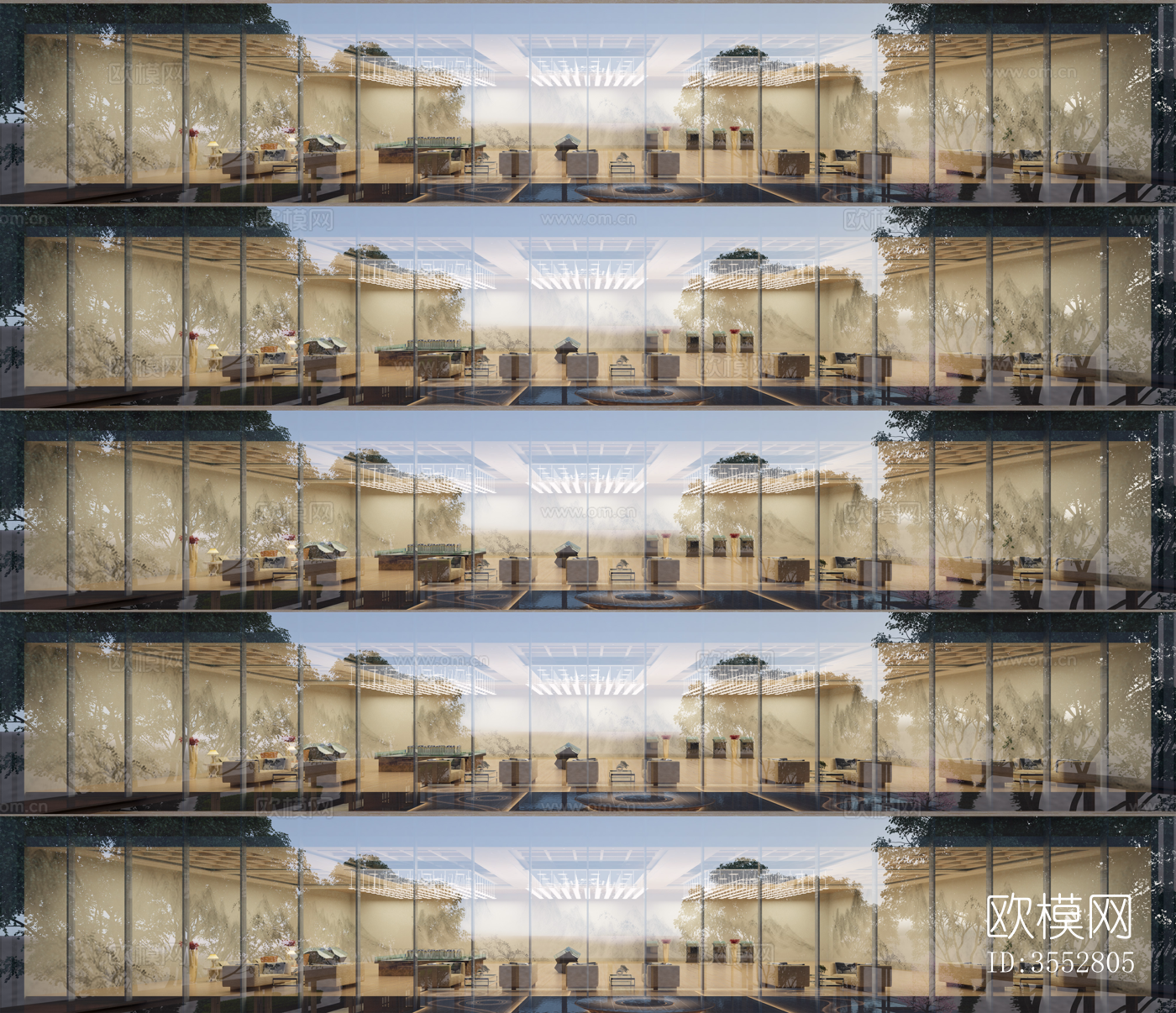 超清夜景大堂酒店窗户贴图下载