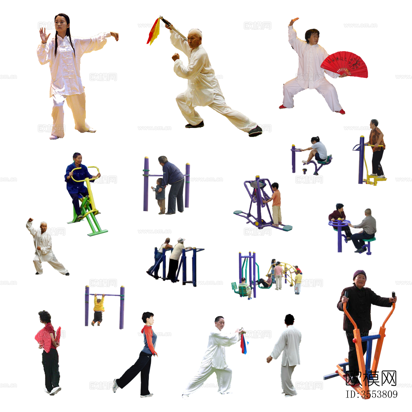 PSD免抠养生锻炼太极健身人物下载