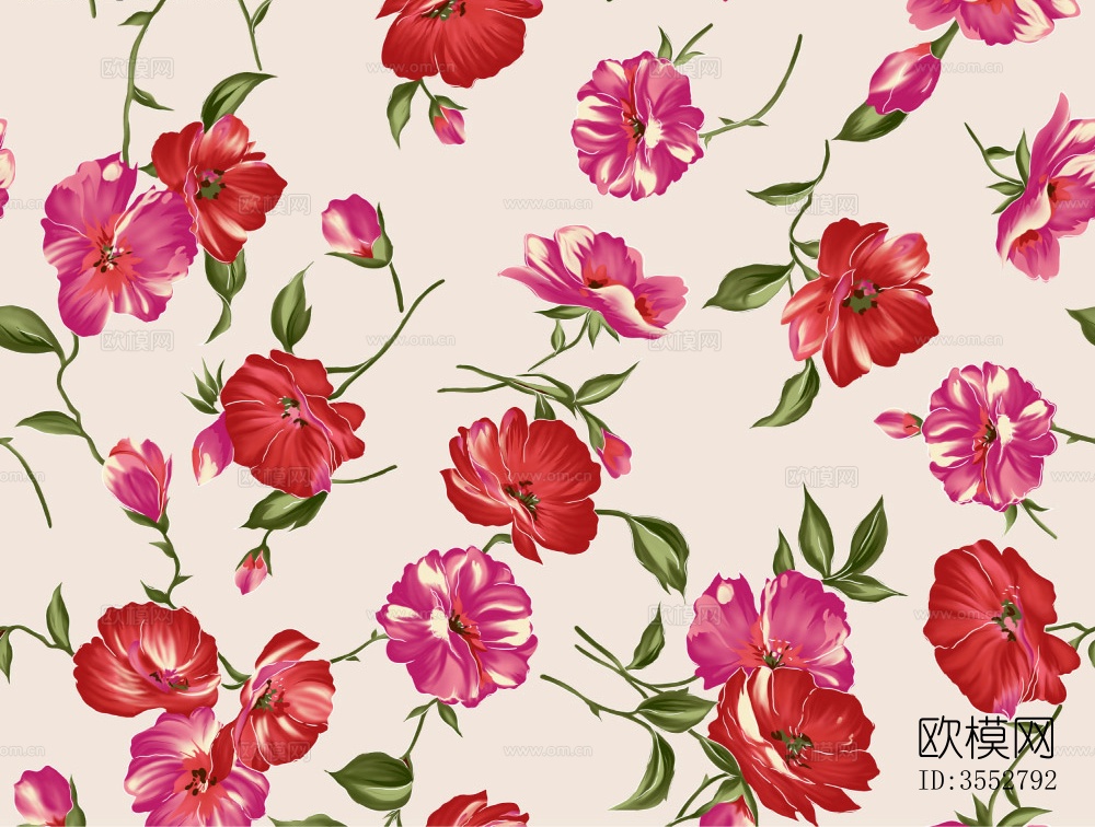 现代简约轻奢中式布艺 花纹 布纹 壁纸 贴图下载（渲染图1）