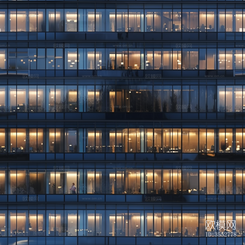 无缝高层建筑夜景立面贴图下载