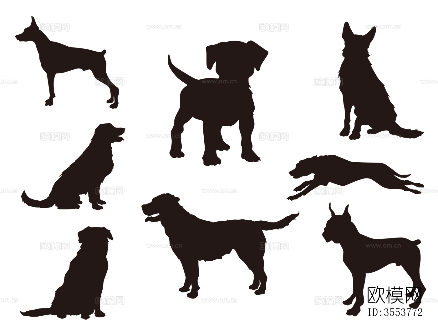 PSD免抠狗狗剪影动物剪影下载