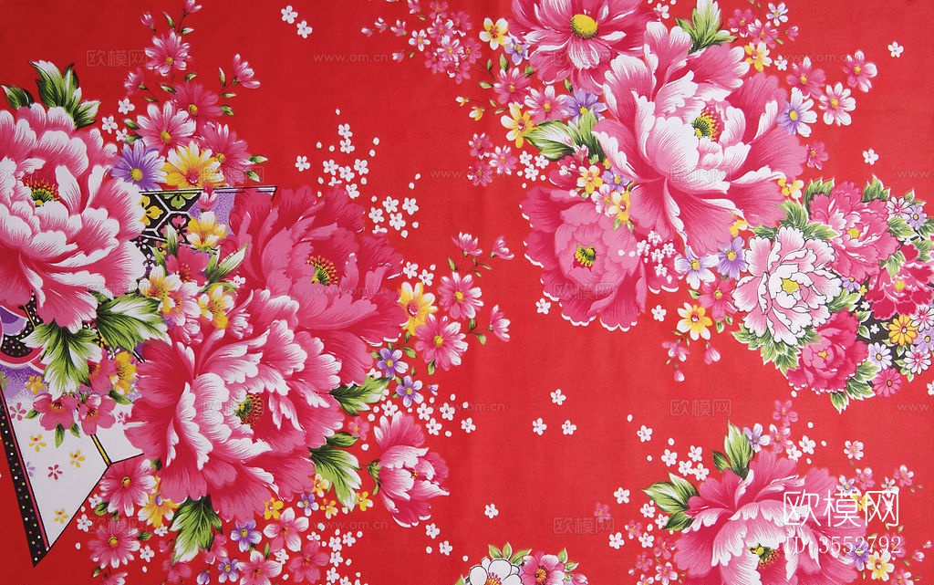 现代简约轻奢中式布艺 花纹 布纹 壁纸 贴图下载（渲染图6）