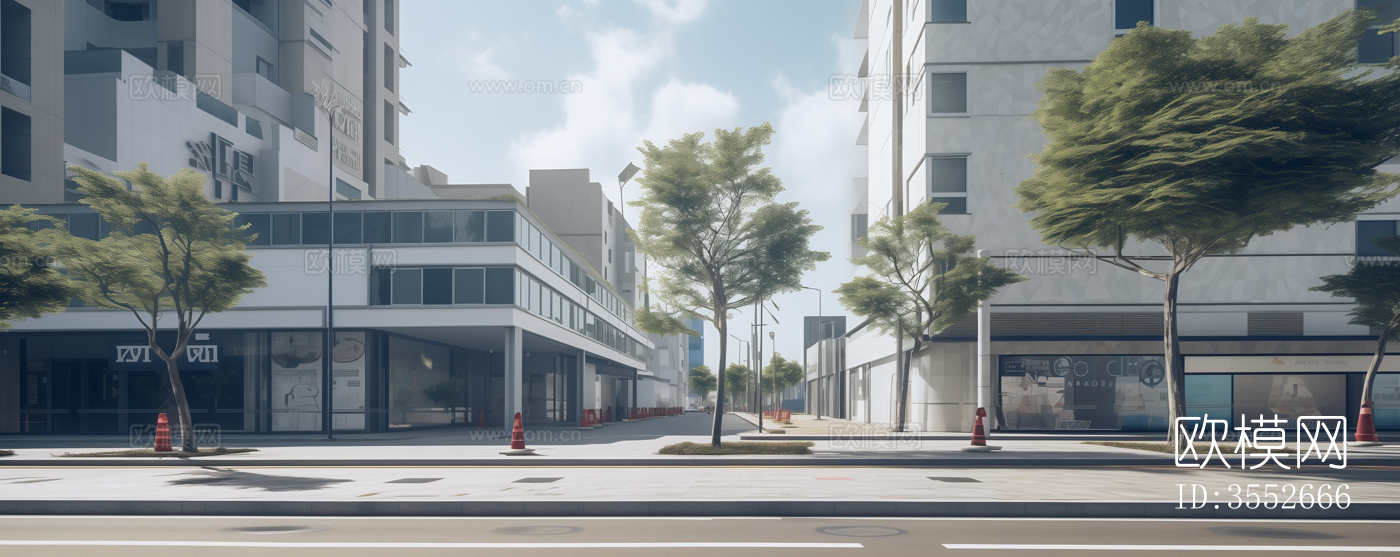 白天城市街道马路街景外景贴图下载