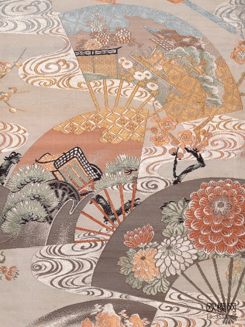 中式青瓷纹样纹理贴图图案花纹下载（渲染图1）