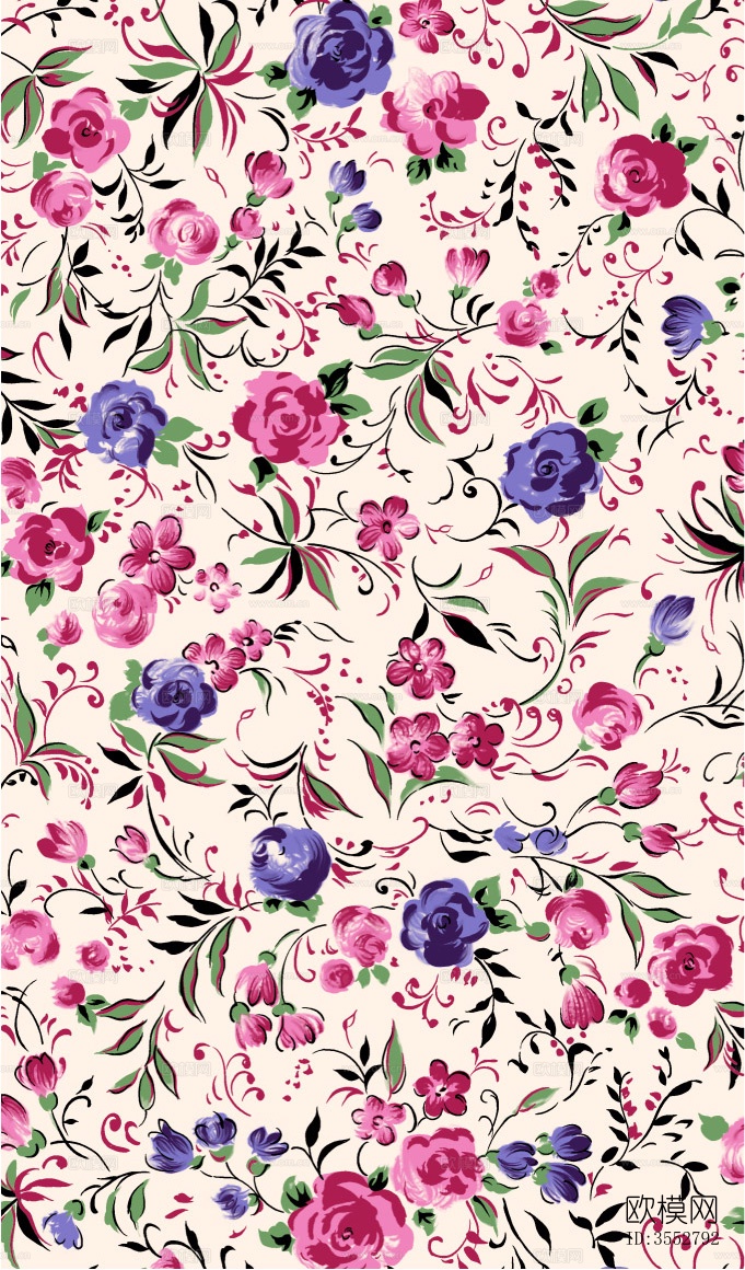 现代简约轻奢中式布艺 花纹 布纹 壁纸 贴图下载（渲染图3）