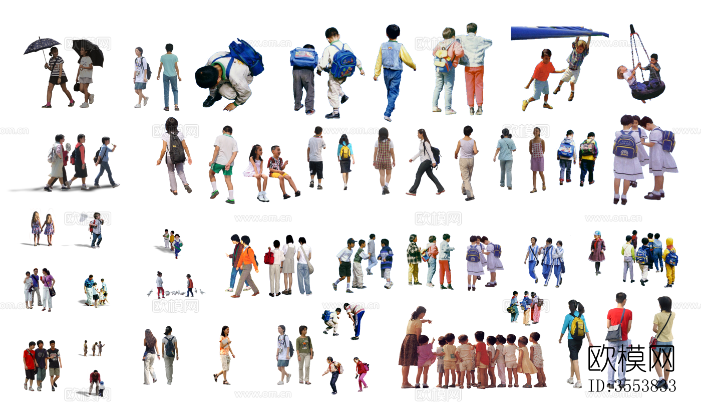 PSD免抠亲子家庭儿童组合人物下载