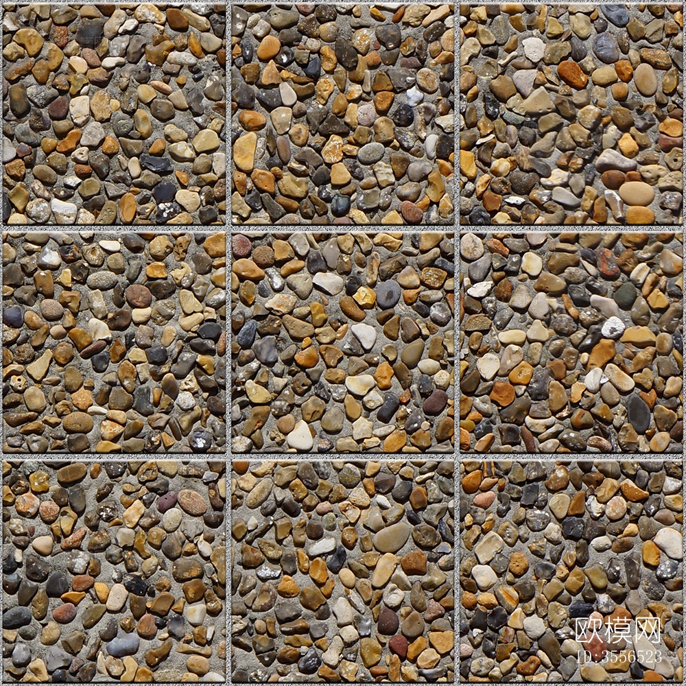 无缝鹅软石碎石砾石地砖人行道路地面广场铺贴下载