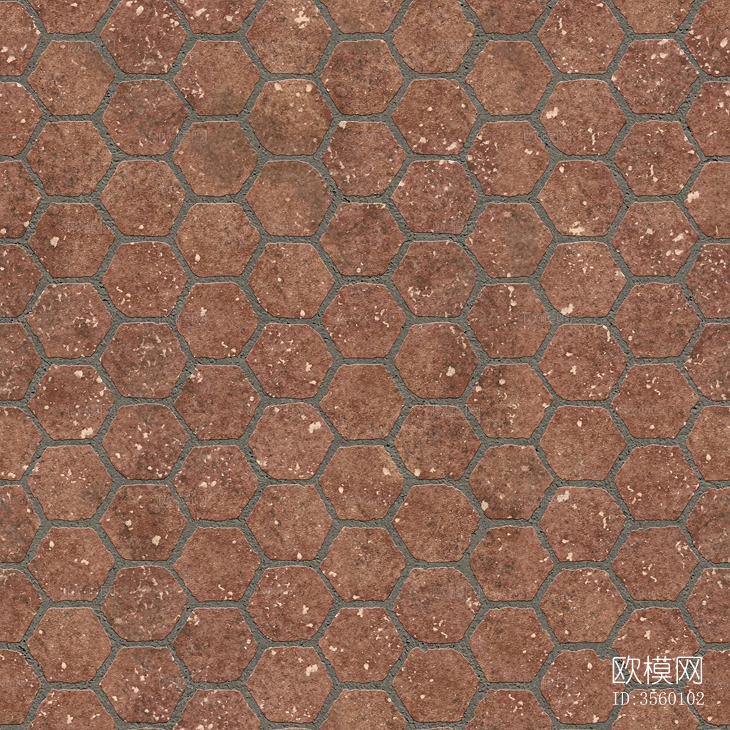无缝六角形石材拼花地砖人行道路地面广场铺贴下载