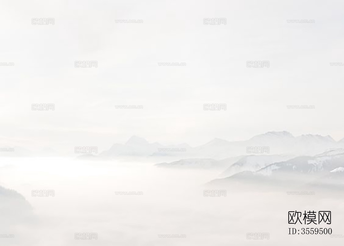 中国中式山水画_远山_流水_云雾贴图下载