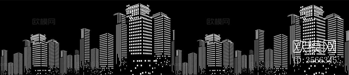 现代黑白凹凸城市剪影下载