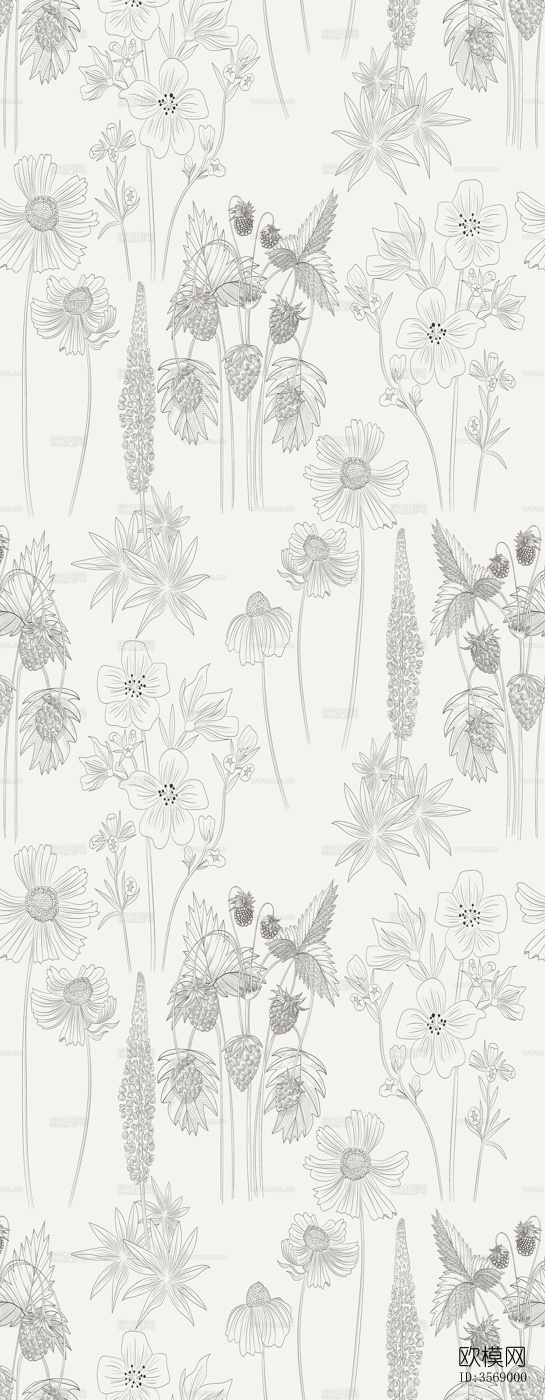 小清新植物花砖瓷砖下载