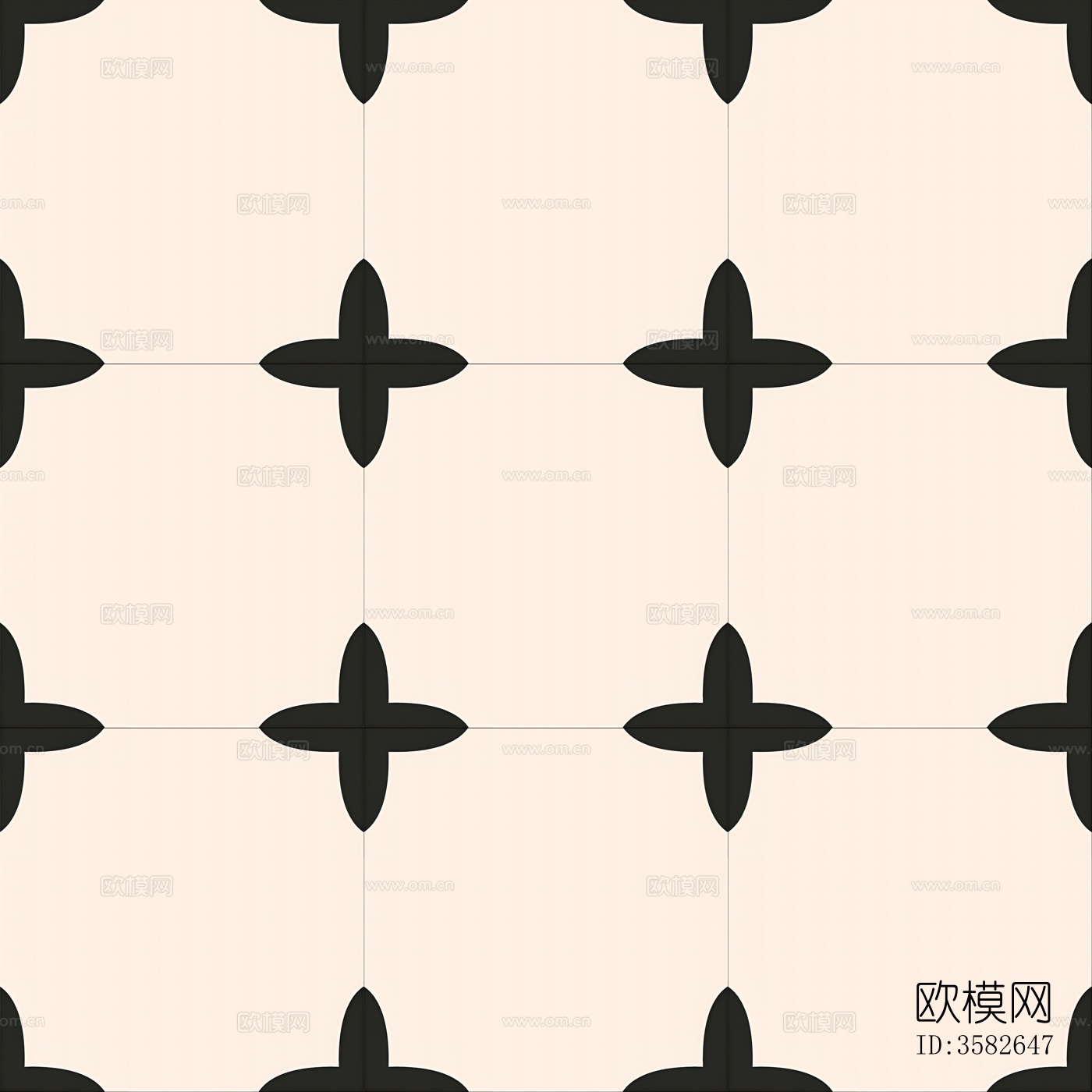 代简约奶白黑白拼花瓷砖花砖下载