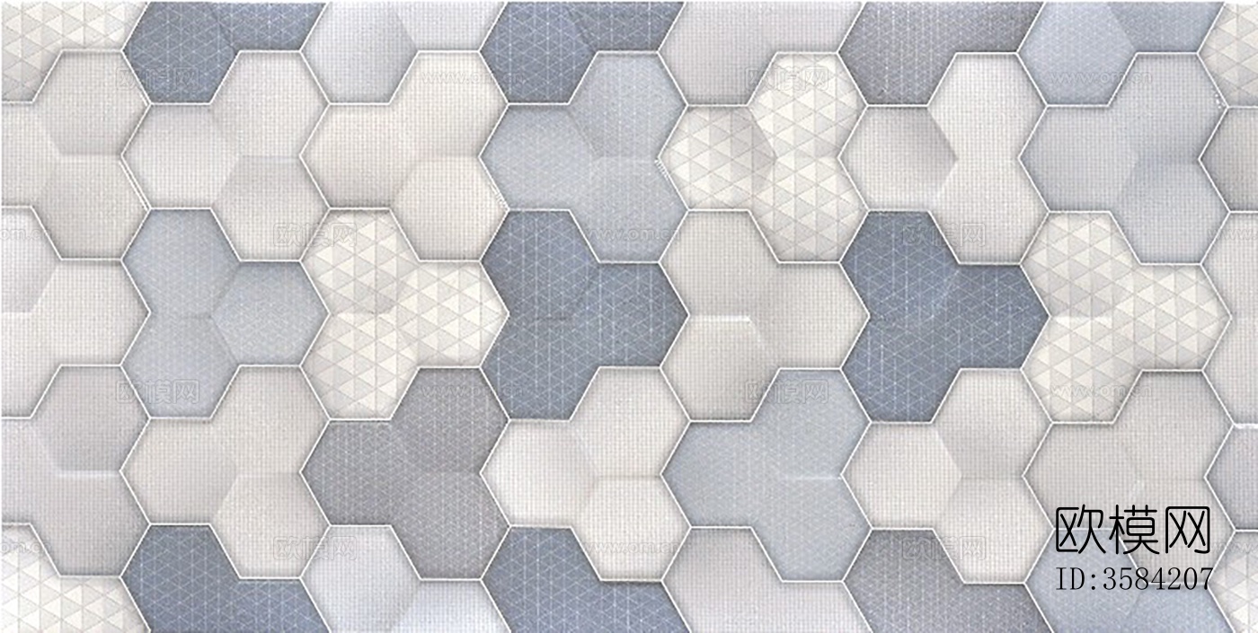 灰色六角瓷砖马赛克下载（渲染图1）