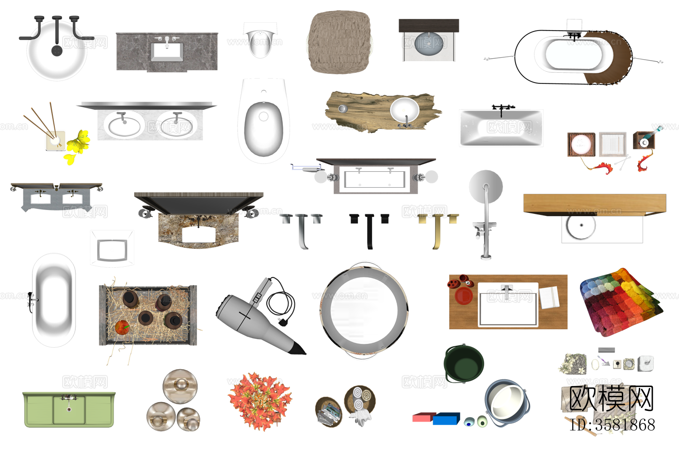 PSD免抠室内卫生间洗手池洗澡缸卫浴图下载