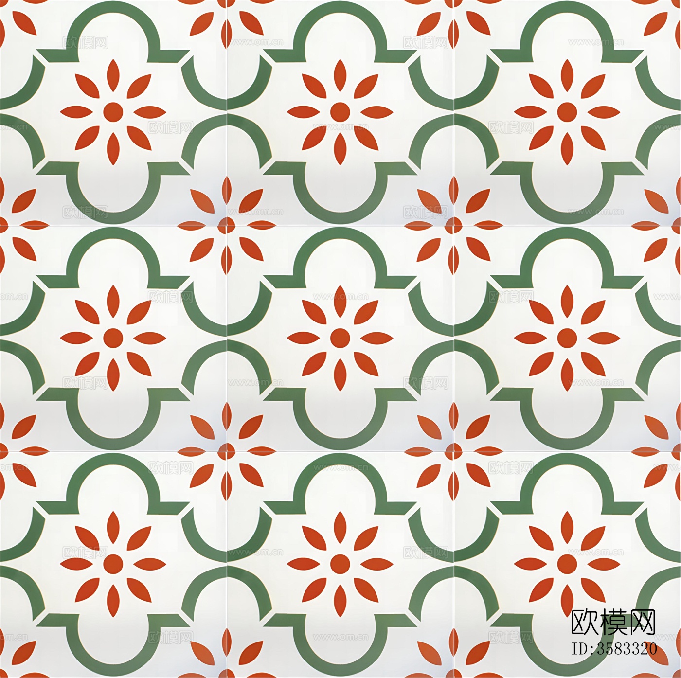 白绿拼花花砖下载