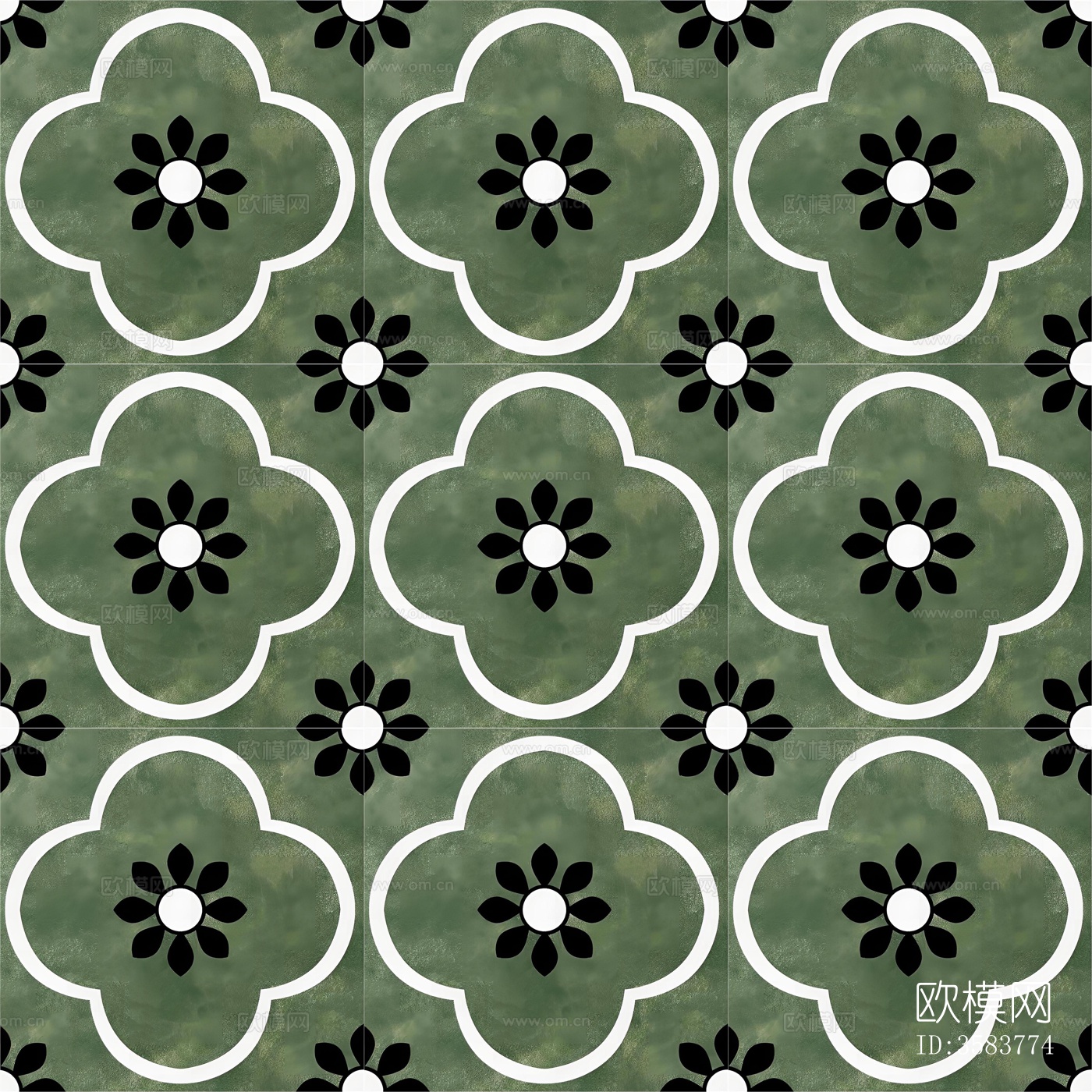 复古绿黑拼花花砖下载
