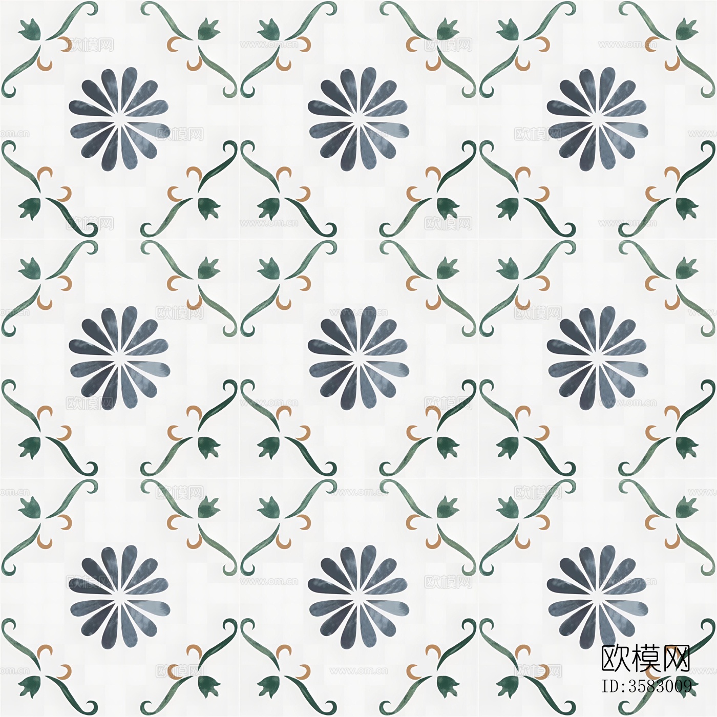 白绿蓝拼花花砖下载