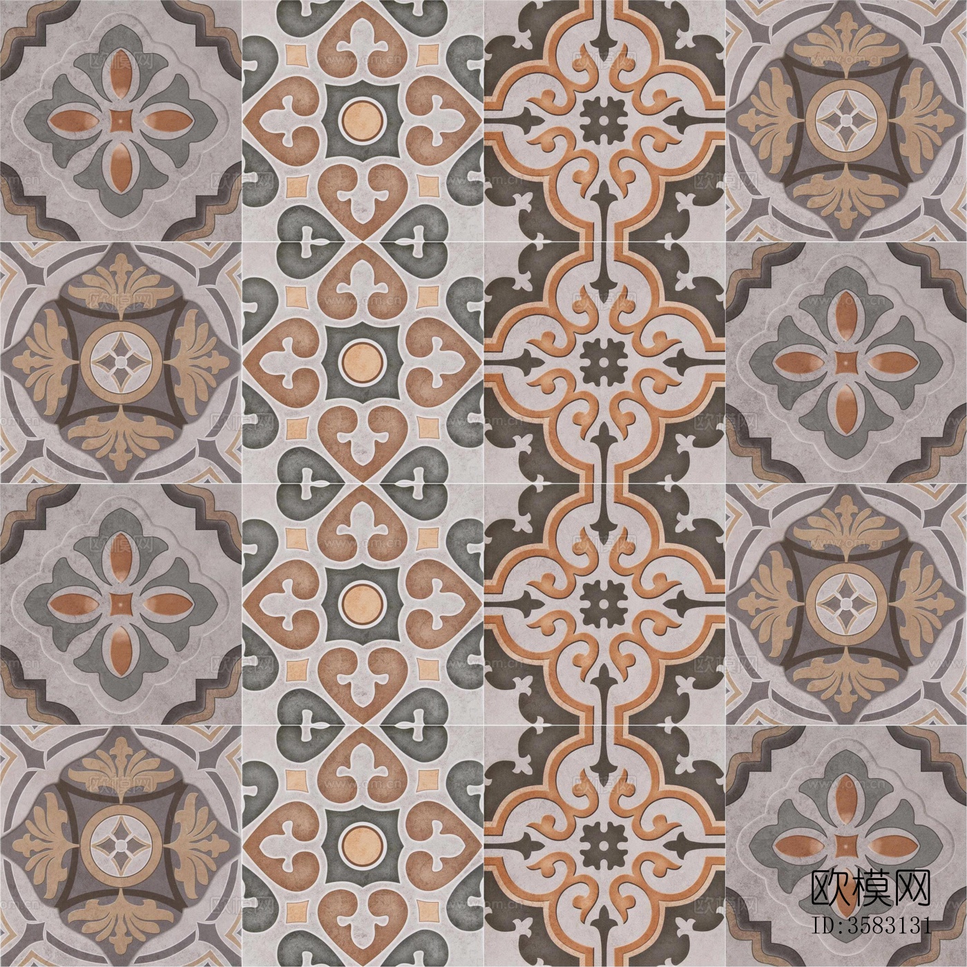 复古彩色拼花花砖下载