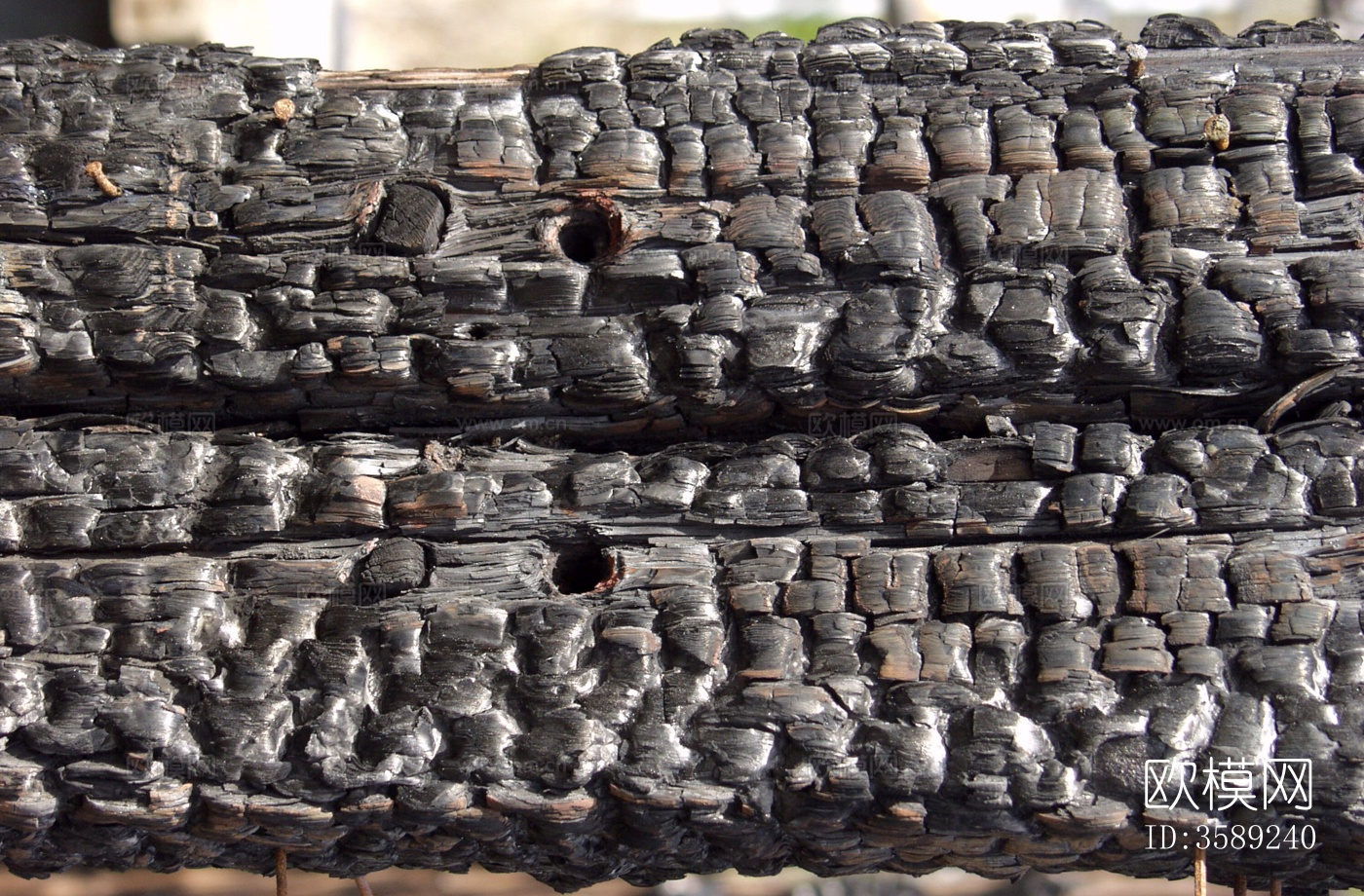 木材-燃烧过的木梁10张贴图下载（渲染图5）