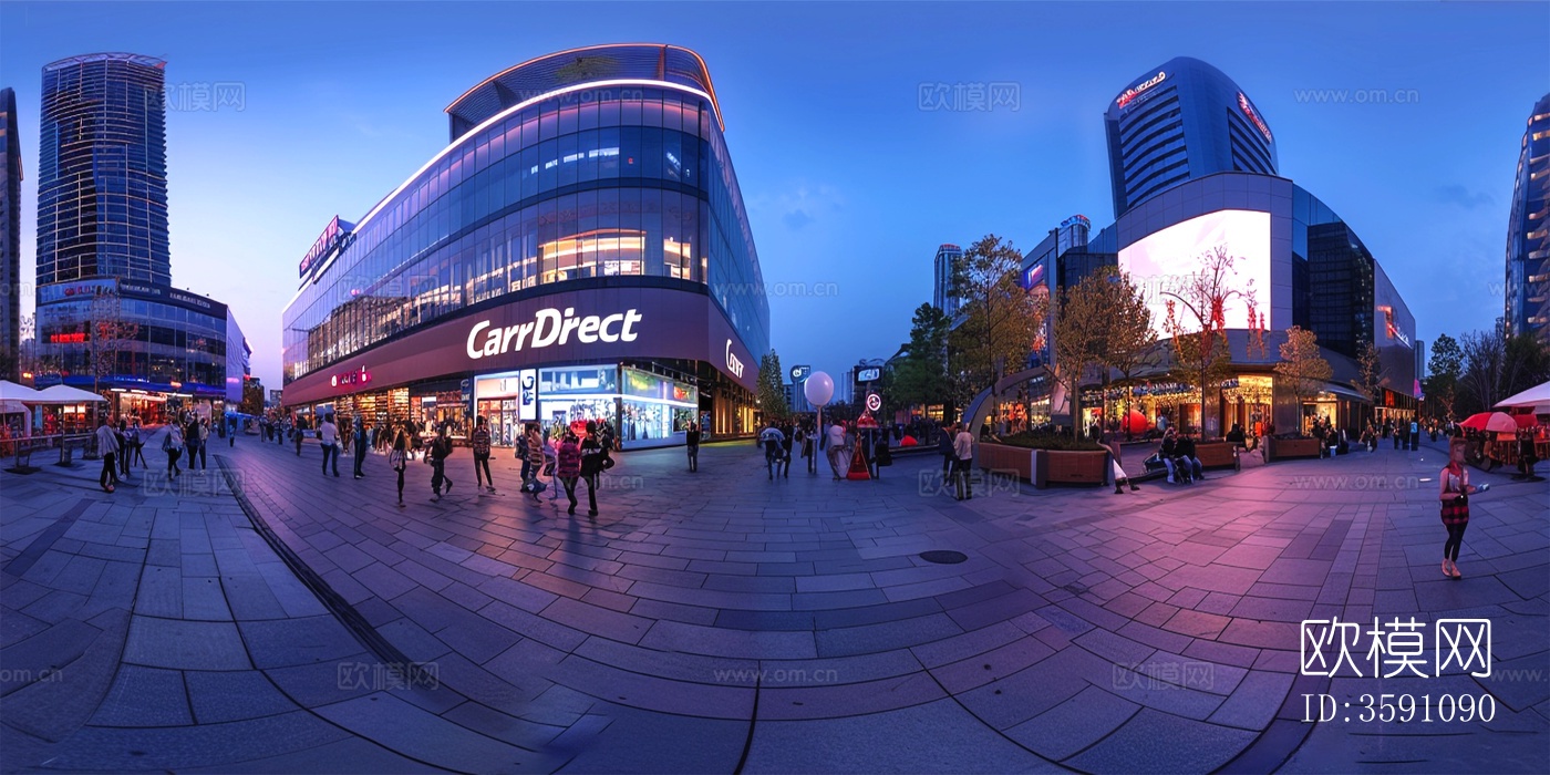 HDR城市商业街街景夜景贴图下载