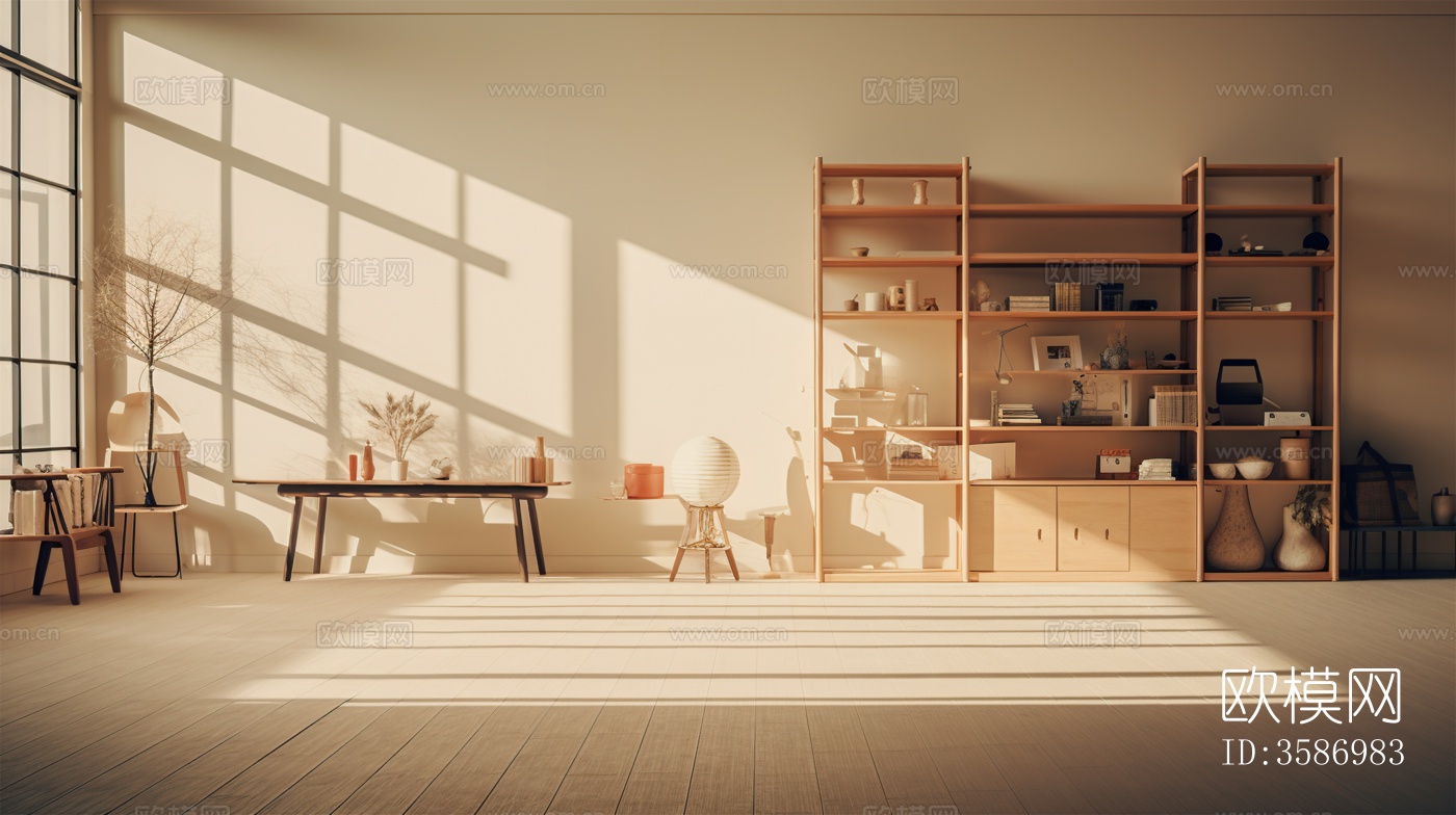 温暖简装起居室室内内景贴图584下载