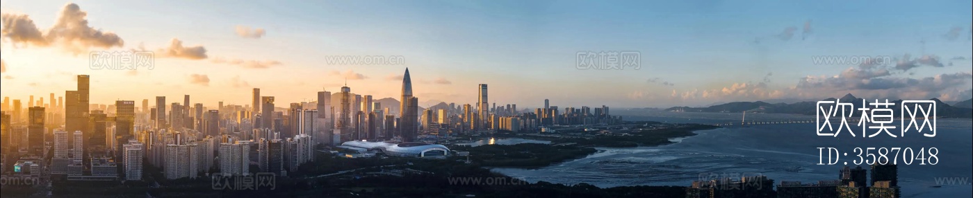 深圳湾城市海边黄昏外景贴图14下载