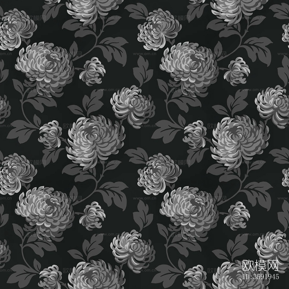 无缝黑色欧式田园风格碎花花纹图案壁纸壁布墙布下载