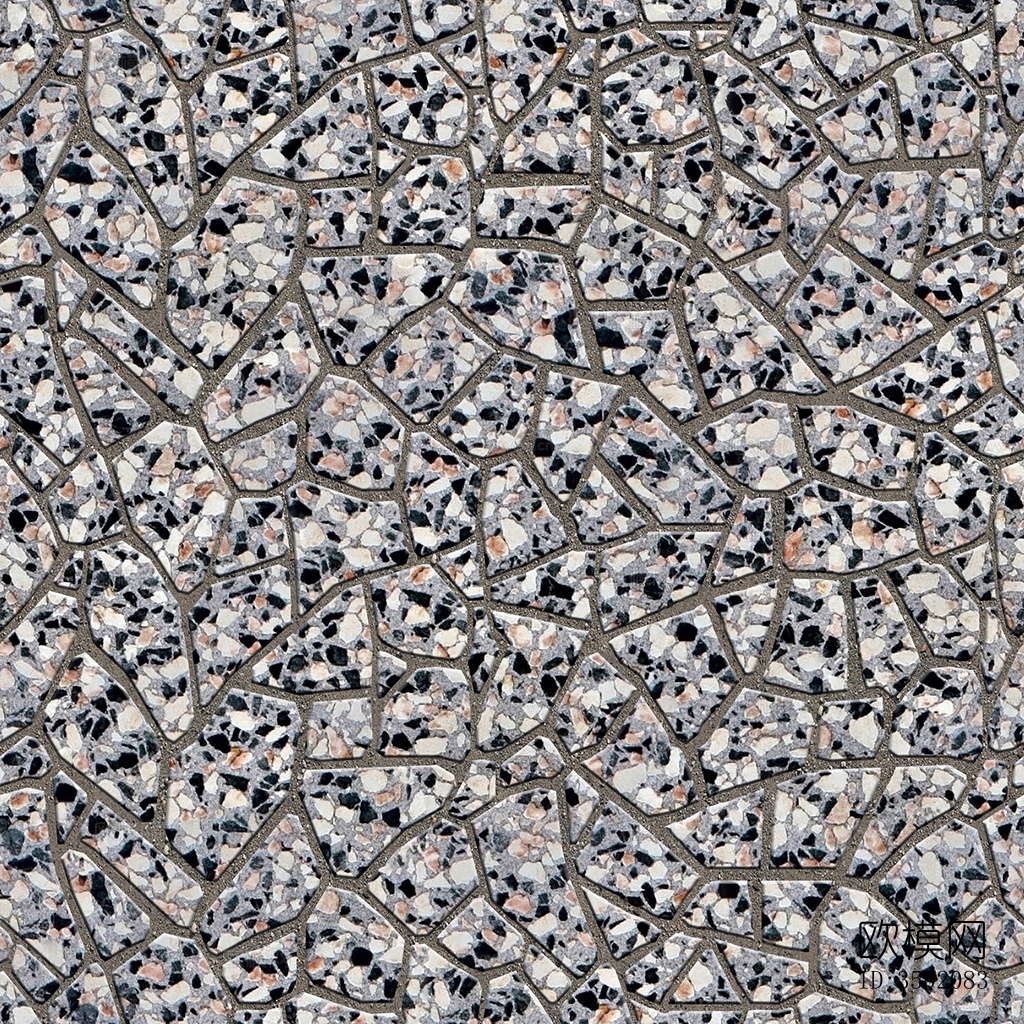无缝芝麻灰色不规则拼花石板地砖人行道路地面广场铺贴下载